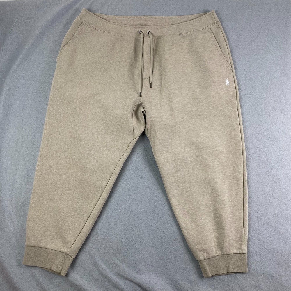 Polo Ralph Lauren Mens Joggers 2XB Double Knit beige White Pony Sweatpants